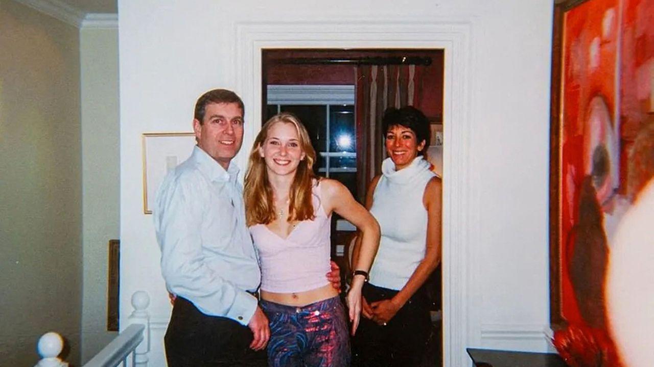 Photo of Prince Andrew, Virginia Giuffre and Ghislaine Maxwell