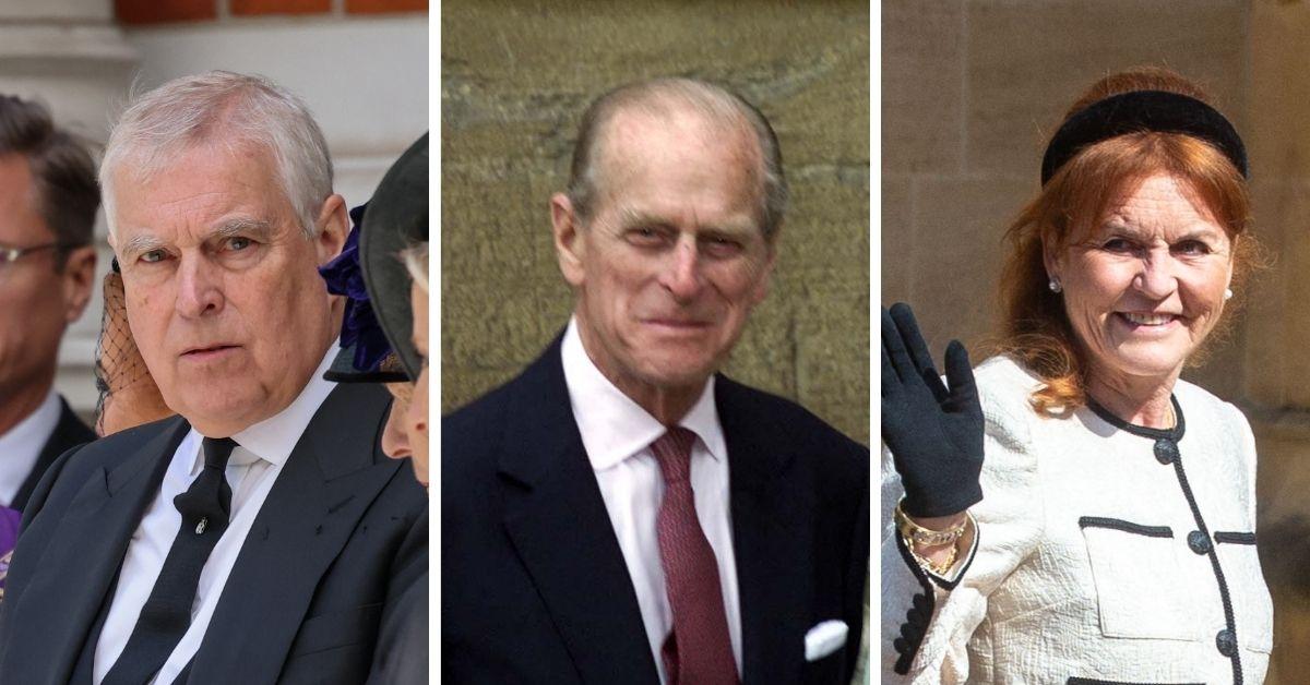 Split photos of Prince Philip, Andrew and Sarah Ferguson