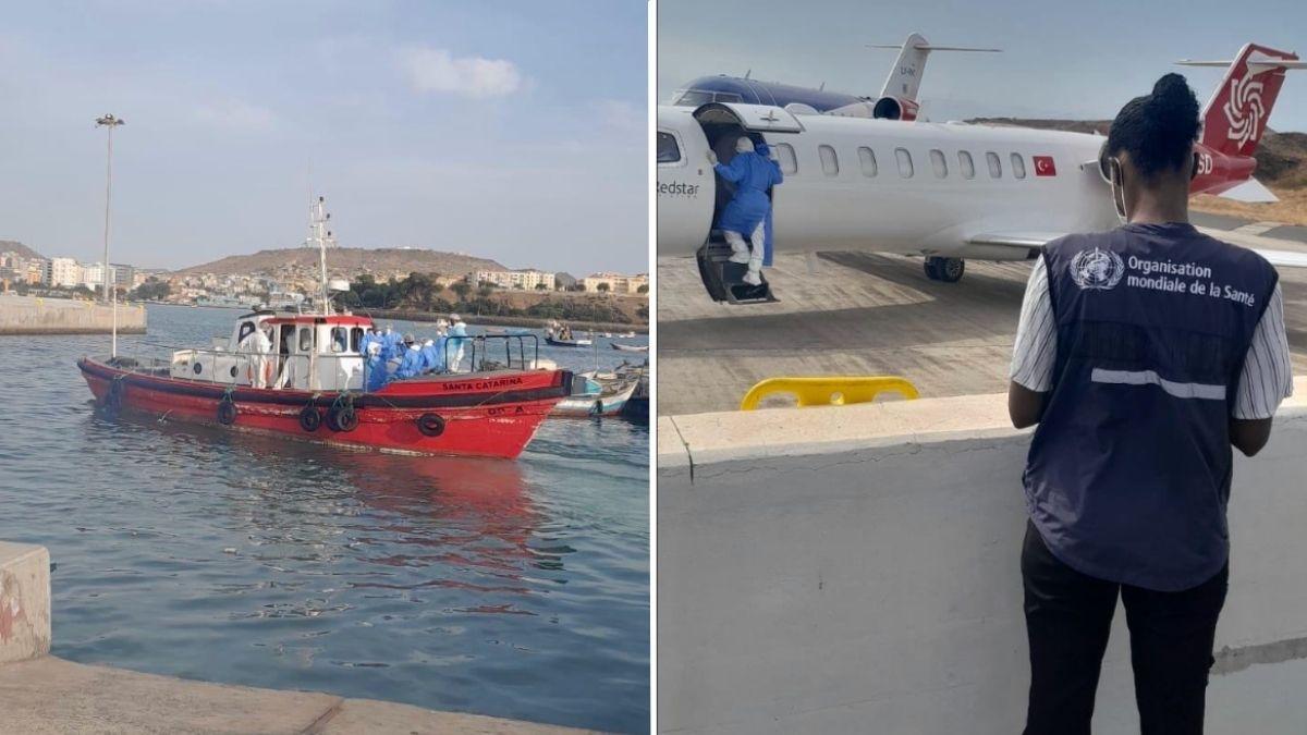 The patient was escorted to a waiting jet.