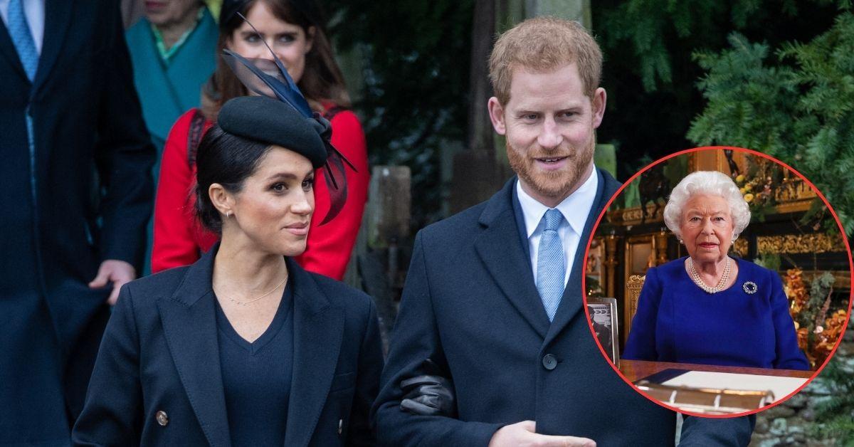 Photo of Queen Elizabeth, Prince Harry and Meghan Markle