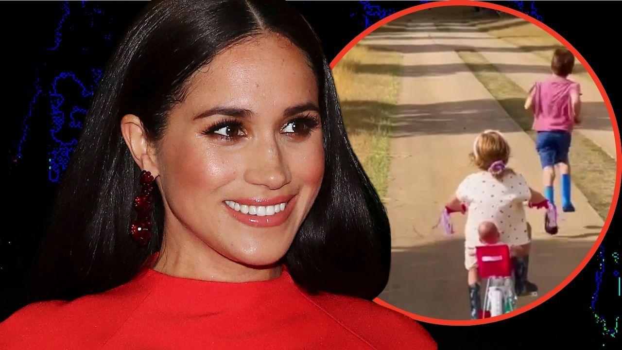 Split photo of Meghan Markle, Prince Archie and Princess Lilibet