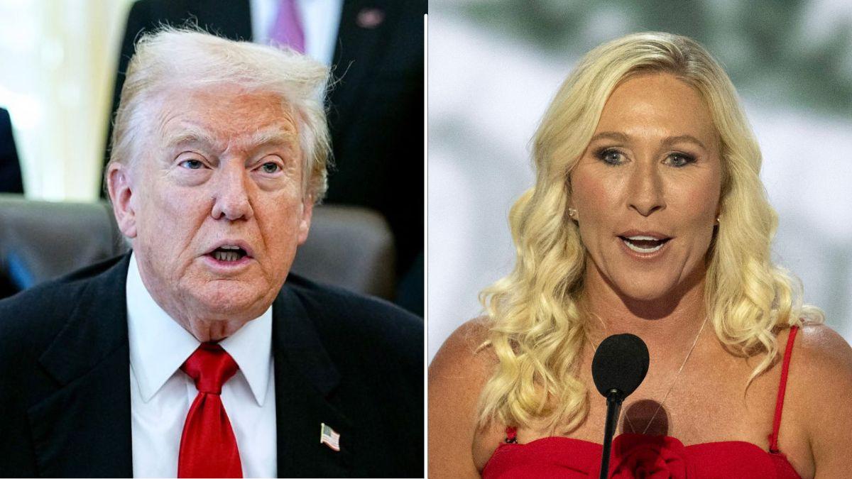 split image of Donald Trump and Marjorie Taylor Greene