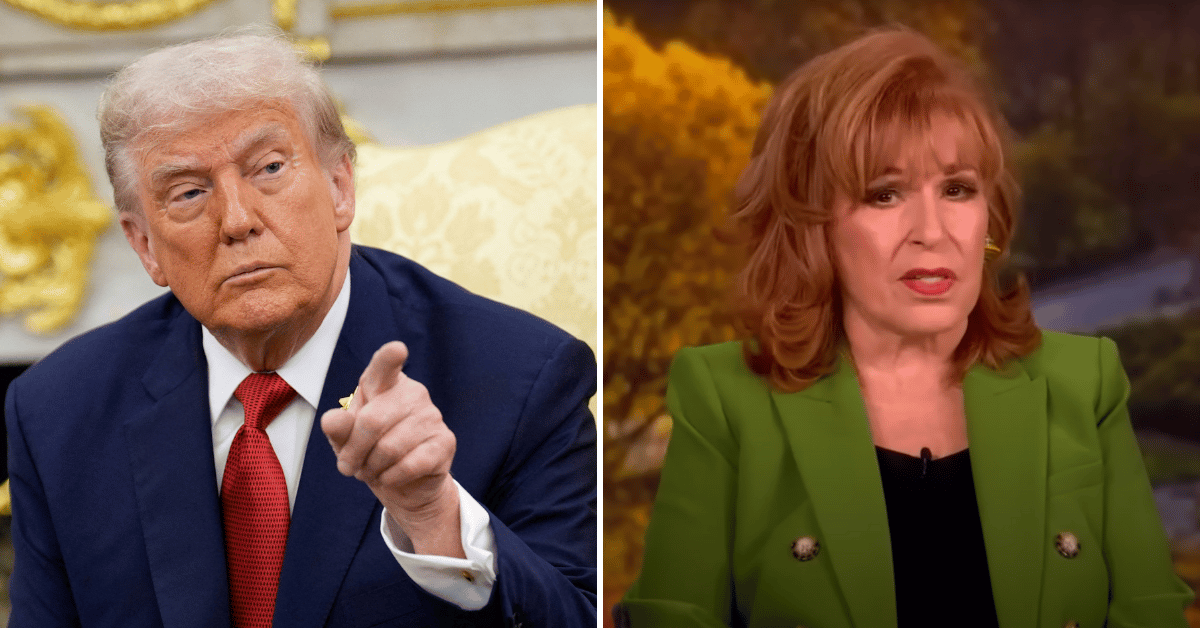Split photo of Donald Trump, Joy Behar