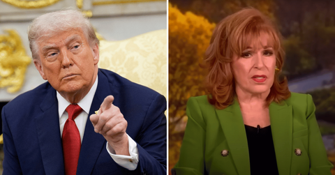 Split photo of Donald Trump, Joy Behar