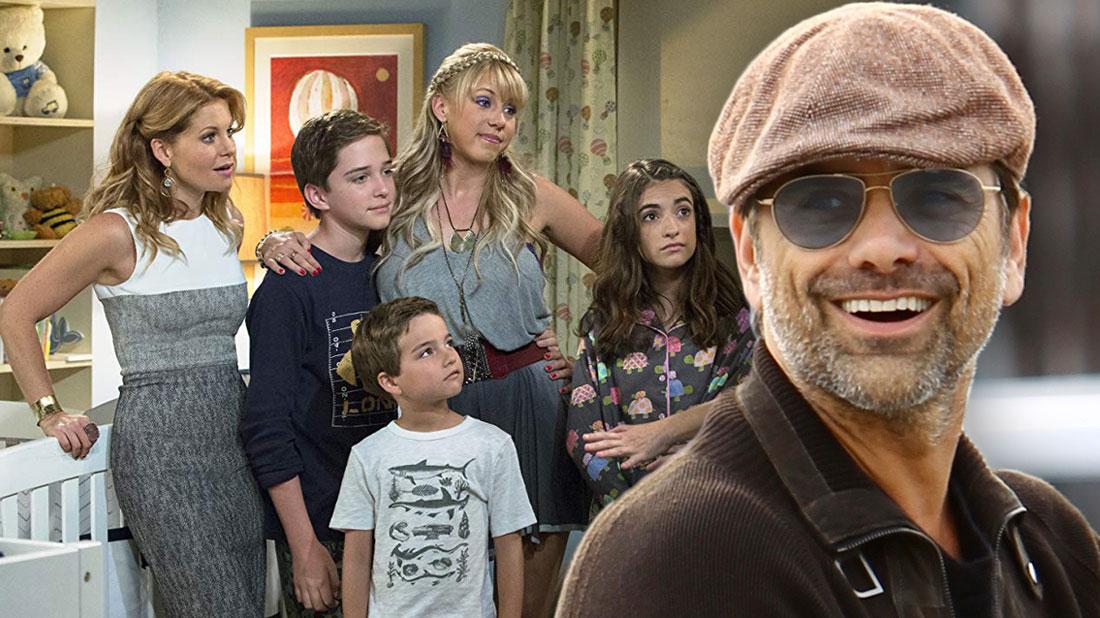 Cast Of Fuller House, John Stamos Wearing Light Brown Cap, Sunglasses, Dark Brown Sweater and Jeans