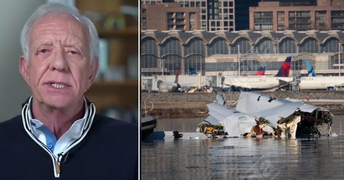 Split photo of Chesley 'Sully' Sullenberger, D.C. plane crash.