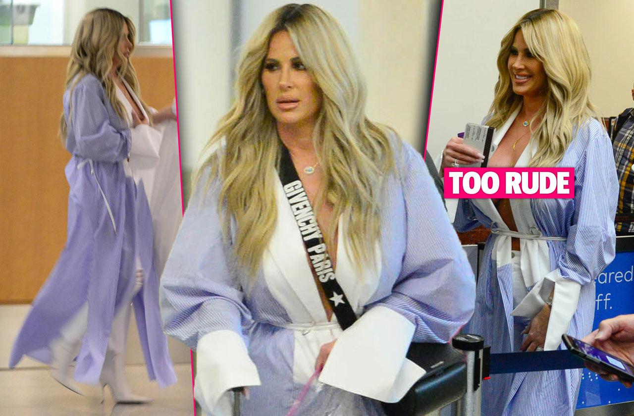 Kim Zolciak Boobs Robe Airport