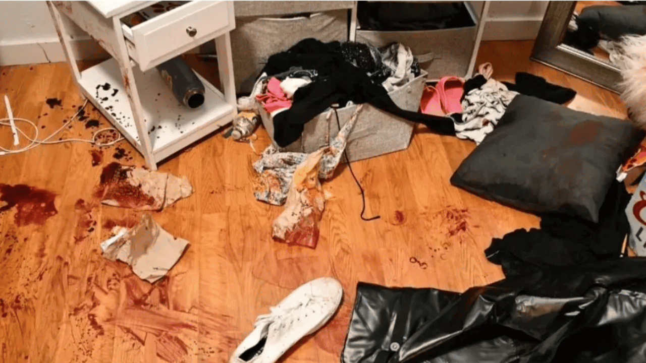 Previously released photos showed blood in a bedroom of one of the victims.