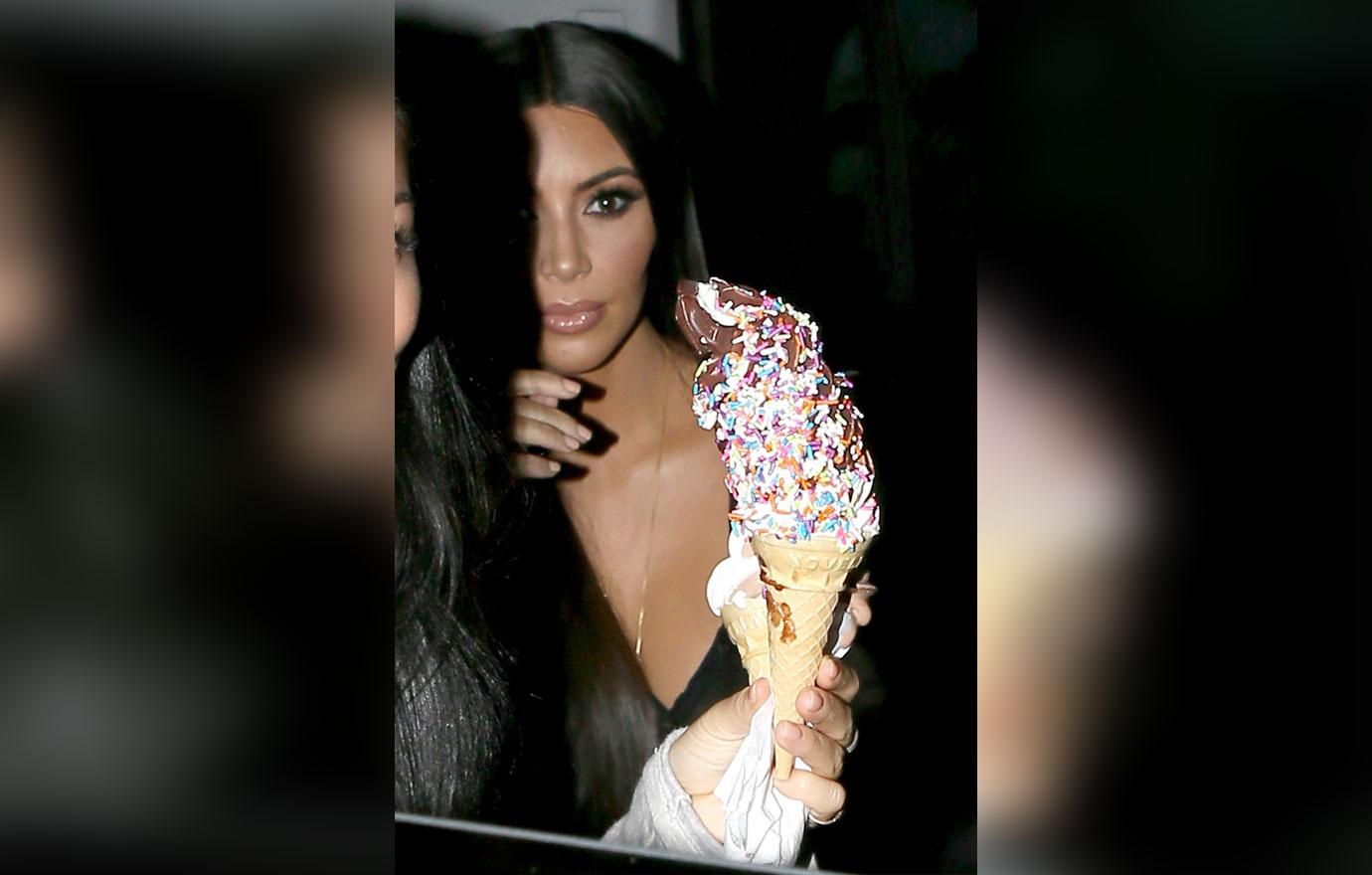 Kim Kardashian Gets Ice Cream Treat After Being A Make Up Model