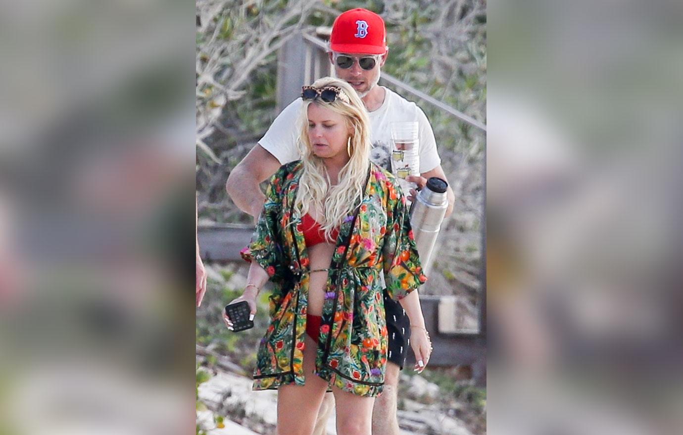 Jessica Simpson Red Bikini Bahamas Eric Johnson