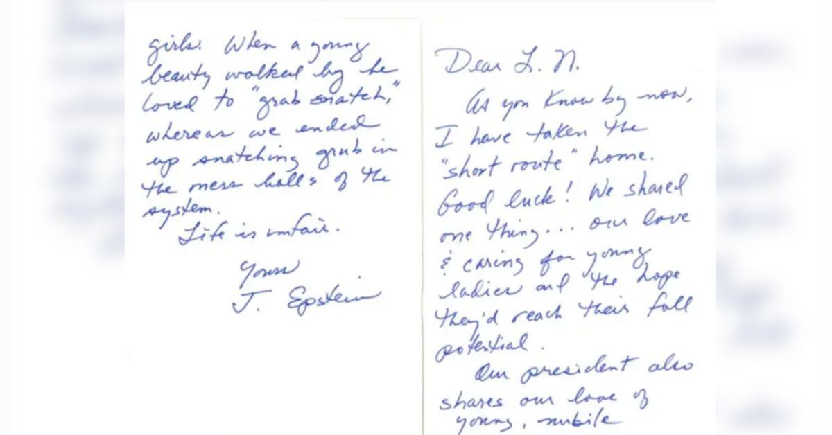 Photo of Jeffrey Epstein letter