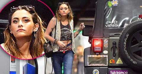 Inset of Paris Jackson, Paris Jackson Wearing Macramé Vest With Crop Tank And Ripped Jeans During A Late Night Gas Fill Up In Hollywood, CA.