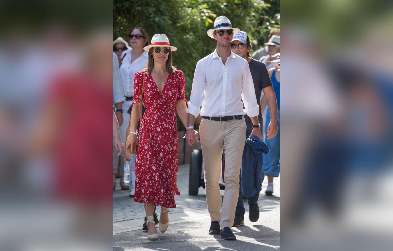 Pregnant Pippa Middleton Hides Bump Red Dress