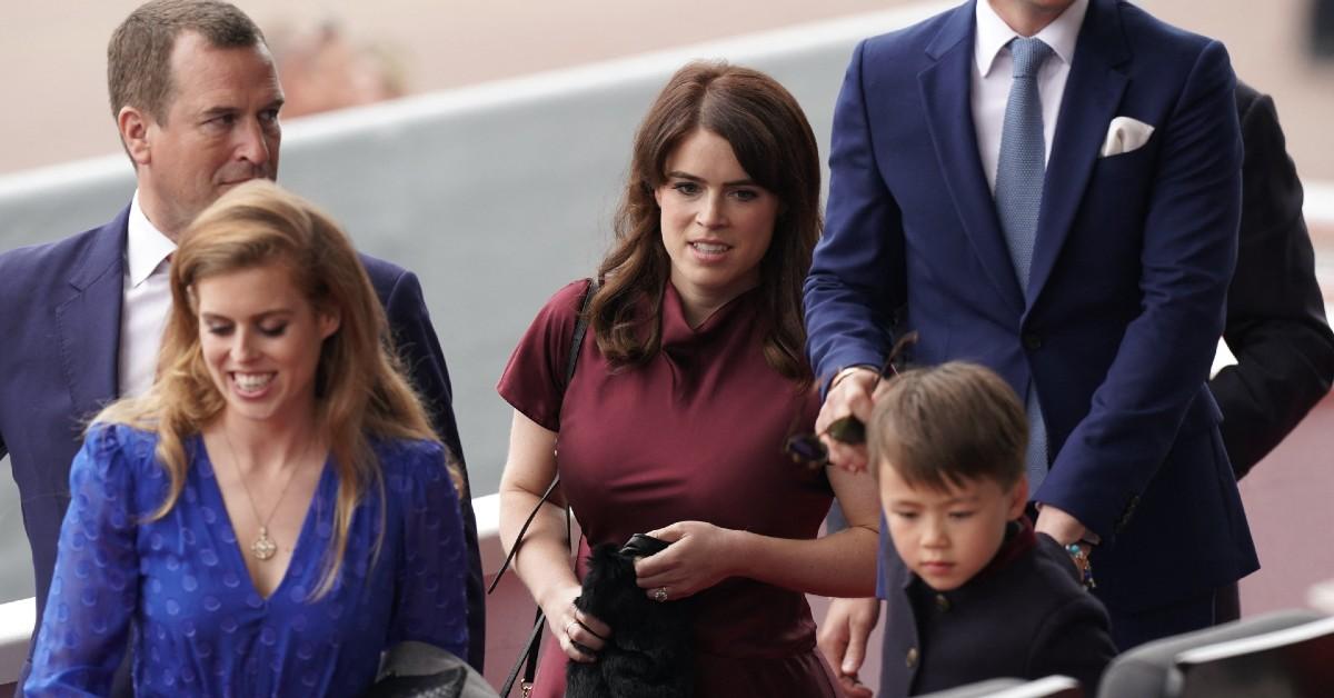 Photo of Princess Beatrice, Eugenie, Edoardo Mapelli Mozzi and Wolfie