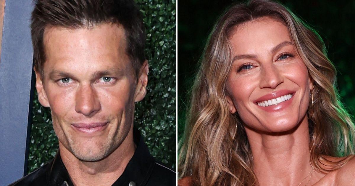 Split photo of Tom Brady and Gisele Bundchen.