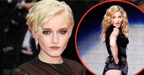 Split photos of Madonna and Julia Garner