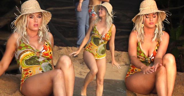 Katy Perry Stuns In Sexy Swimsuit On Set Of New Music Video