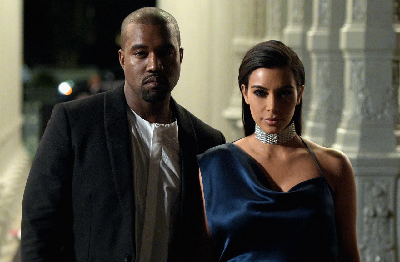 Recording artist Kanye West (L) and TV personality Kim Kardashian attend the 2014 LACMA Art + Film Gala honoring Barbara Kruger and Quentin Tarantino presented by Gucci at LACMA on November 1, 2014 in Los Angeles, California