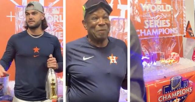 houston astros spray  cent champagne to celebrate world series win pp