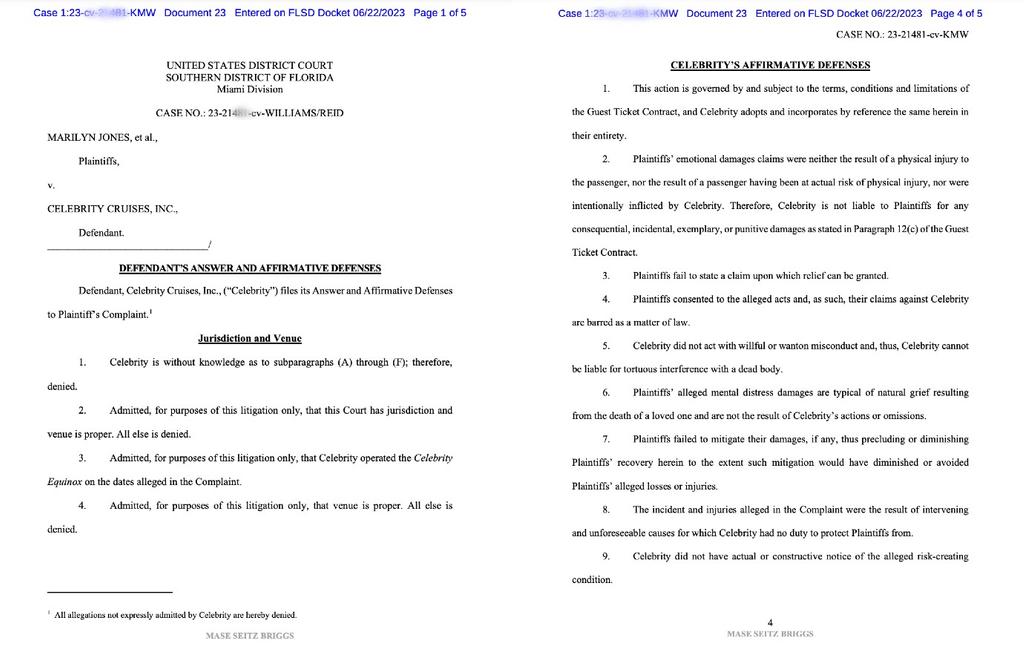 Celebrity Cruises Demands Body Lawsuit Be Tossed