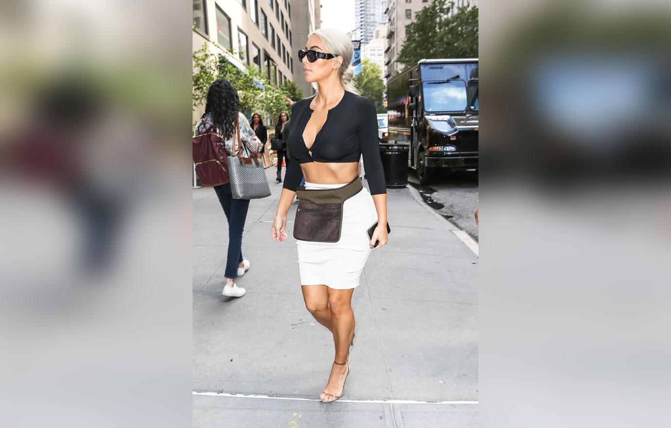 Kim Kardashian – Skeletal Abs And Blonde Hair On Full Display During NYC Fashion Week