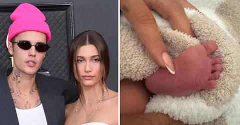 Composite photo of Justin Bieber, Hailey Bieber and their son Jack