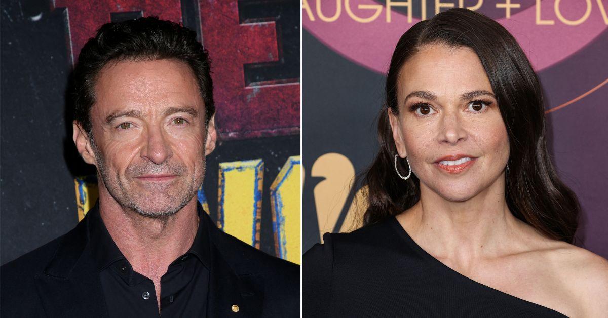 Composite photo of Hugh Jackman and Sutton Foster