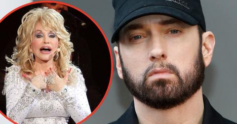 Split photo of Eminem and Dolly Parton