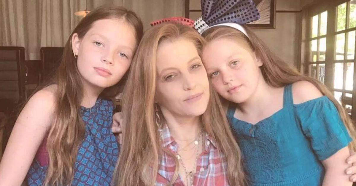 The late Lisa Marie Presley (center) with her twins, Harper and Finley Lockwood.