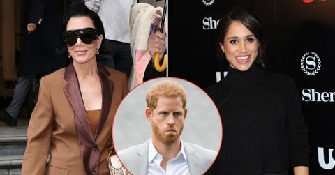 Split photos of Prince Harry, Meghan Markle and Kris Jenner
