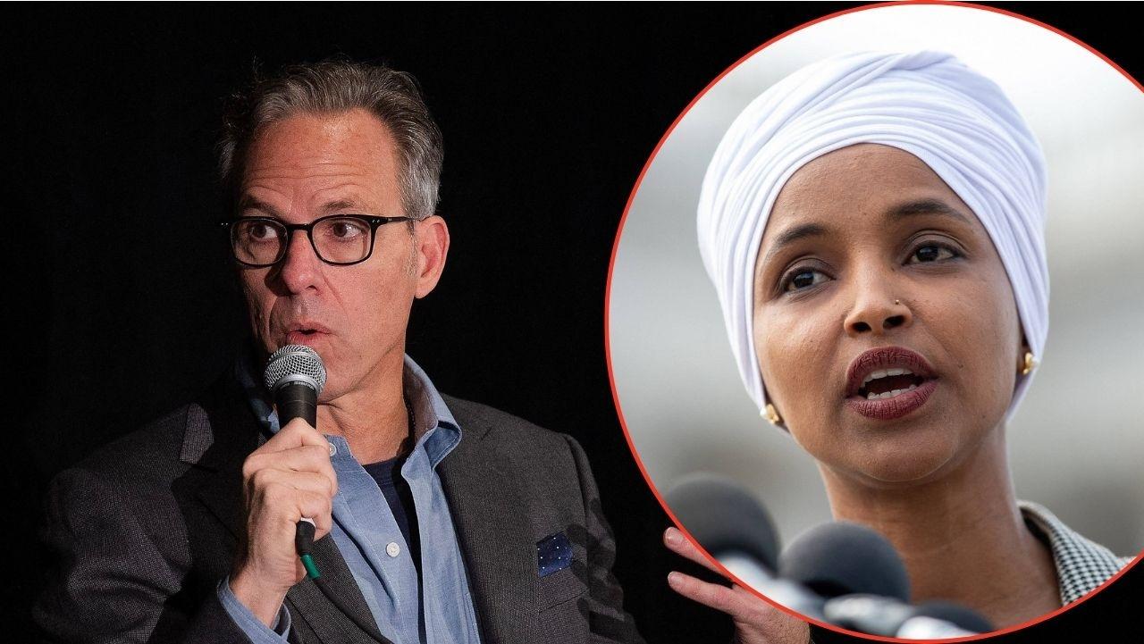 Split image of Jake Tapper and Ilhan Omar