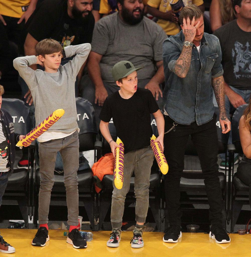 David Beckham With Sons at Lakers Game April 2016