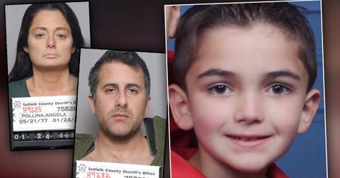 Right, Thomas Valva, Center, Mugshot of Dad Michael Valva, Left; Mugshot of Fiance Angela Pollin,Cameras Capture NYPD Dad Abusing Son Before He Froze To Death