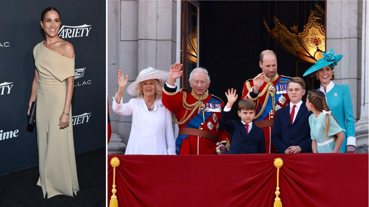 Split photo of Meghan Markle and the Royal Family