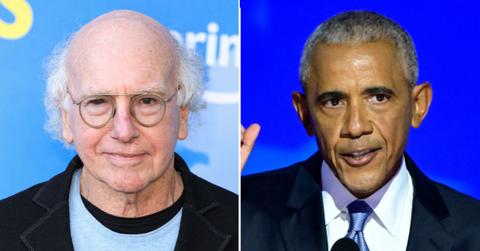 A photo of Larry David alongside a photo of Barack Obama