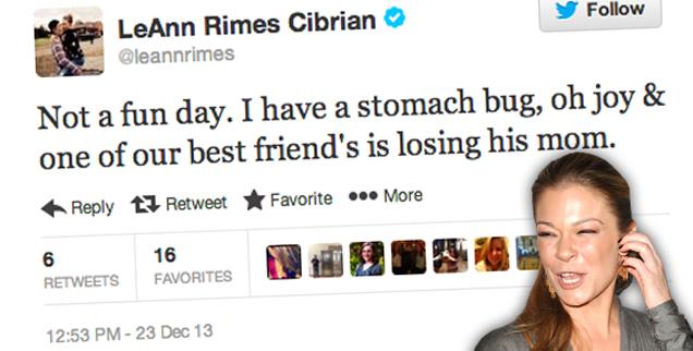 //leann rimes insensitive selfish tweet wide