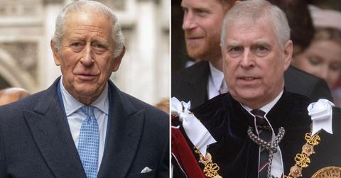 split image of King Charles and Andrew Windsor