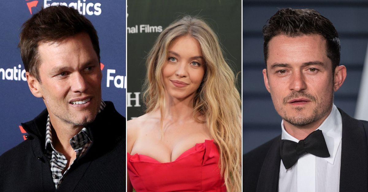 Composite photo of Tom Brady, Sydney Sweeney and Orlando Bloom
