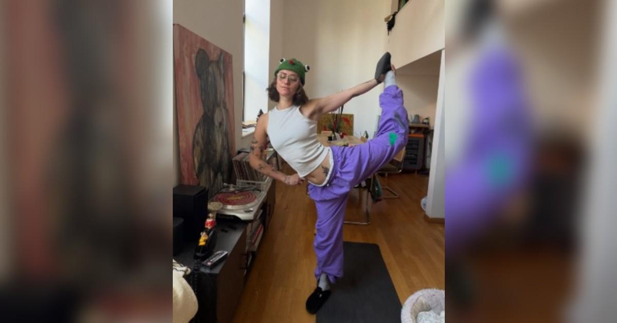 Ella Emhoff posed with her leg stretched toward her head in one photo.