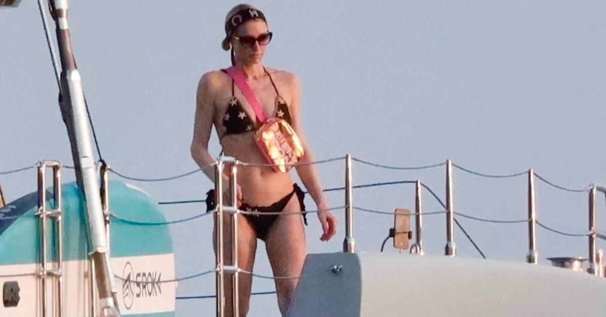 Paris Hilton on a yacht off the coast of St. Tropez