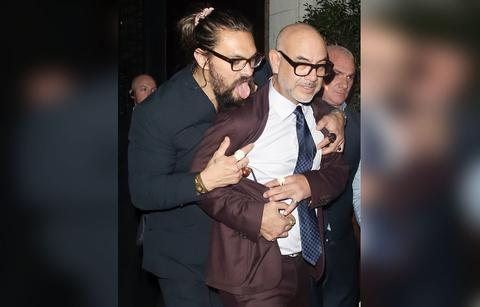 jason momoa shirtless dancing gucci afterparty stumbling mystery woman video lisa bonet r