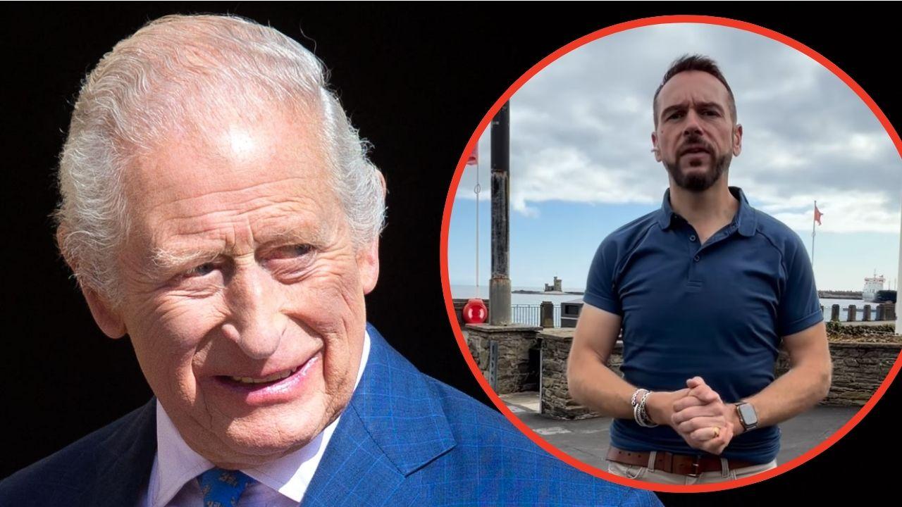 Split photos of King Charles and Grant Harrold