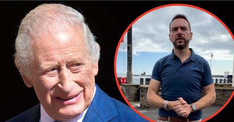 Split photos of King Charles and Grant Harrold