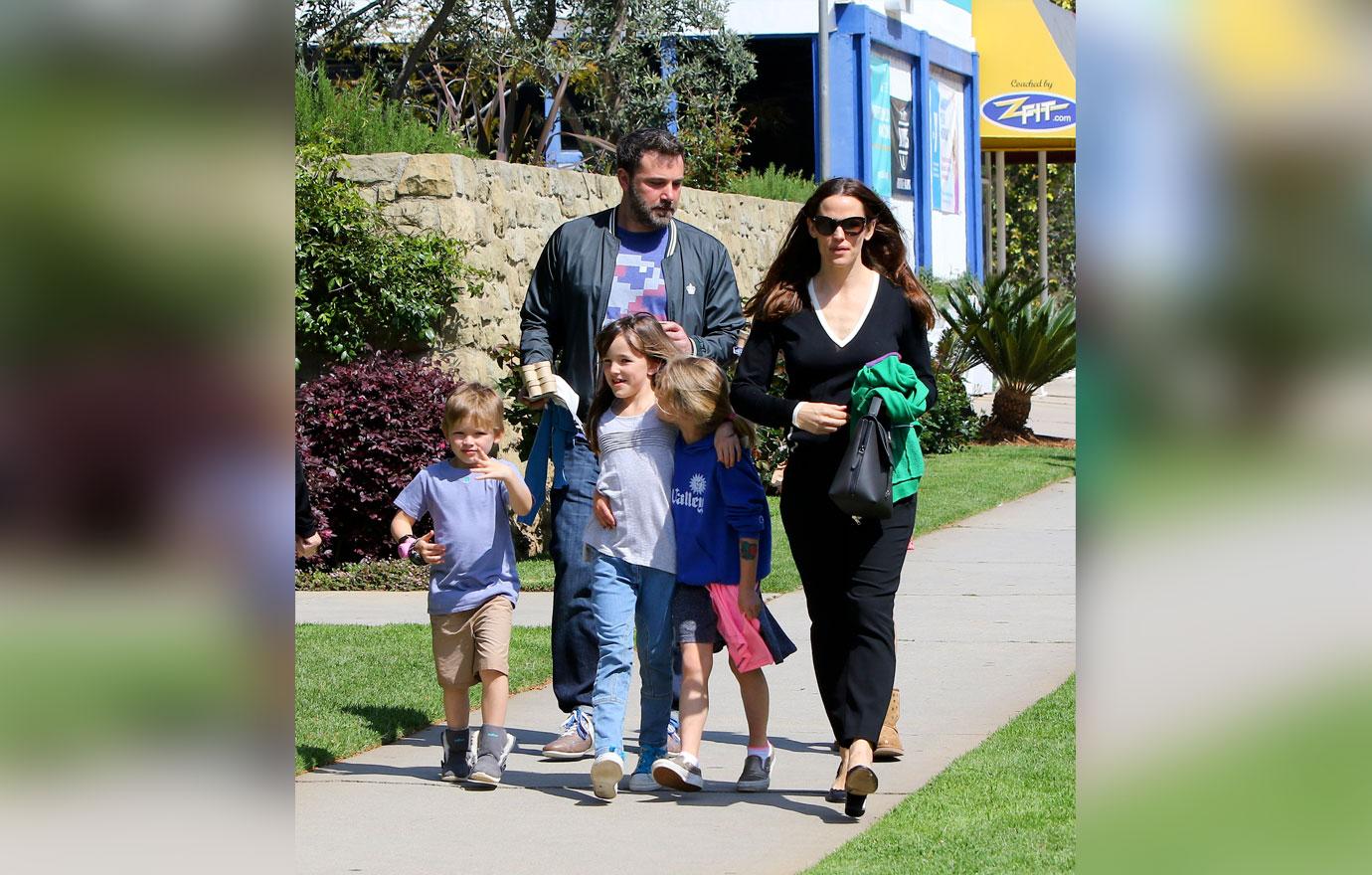 //ben affleck jennifer garner look loving kids church