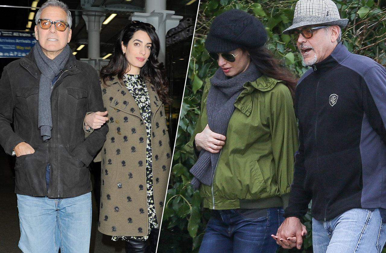 //George Clooney Amal Cloone Pregnant Twins Birth Hiding pp