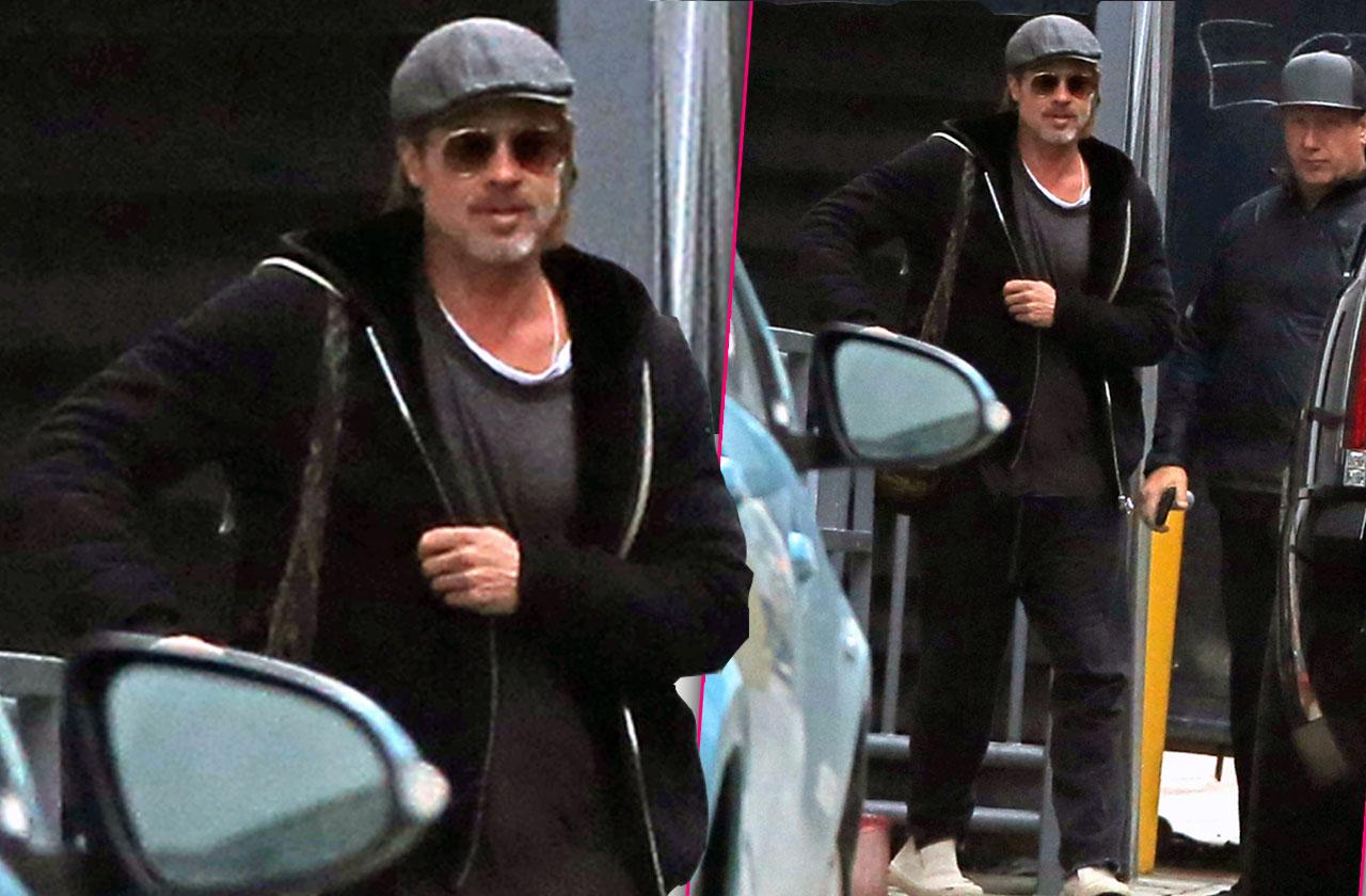 Brad Pitt Smiling After Jennifer Aniston Birthday Party