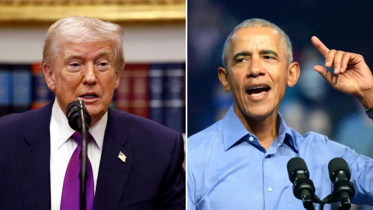 Composite photo of Donald Trump and Barack Obama