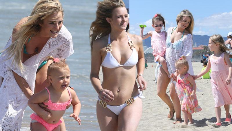 //teen mom leah messer bikini beach day la daughters monster mom pp