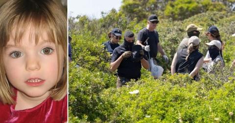 split photo of Madeleine Mccann and search
