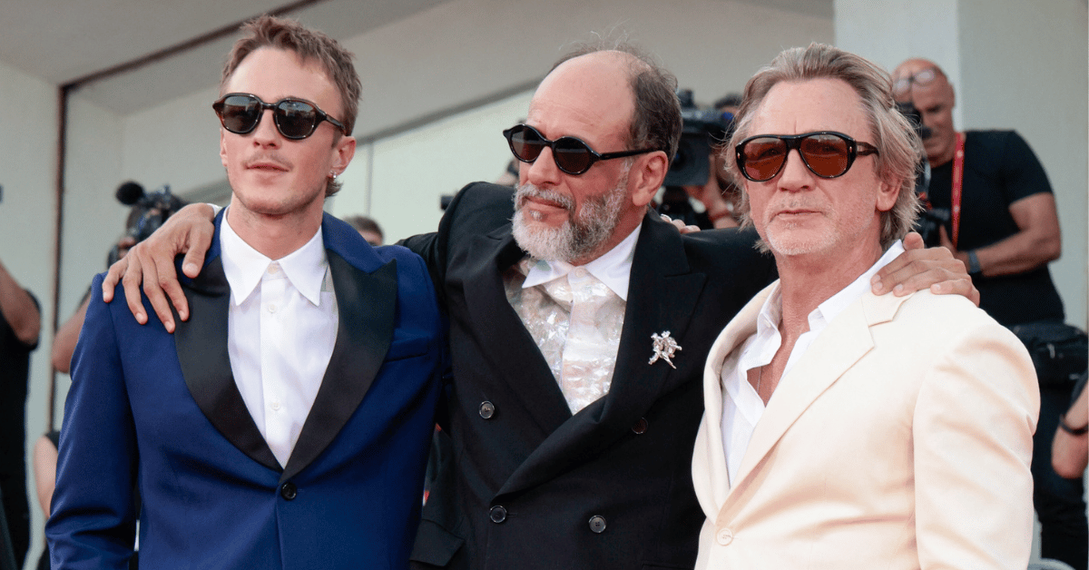 Drew Starkey, director Luca Guadagnino and Daniel Craig. 